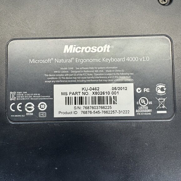 Microsoft Natural Ergonomic Keyboard 4000 v1.0 KU-0462 USB Wired - Picture 11 of 11